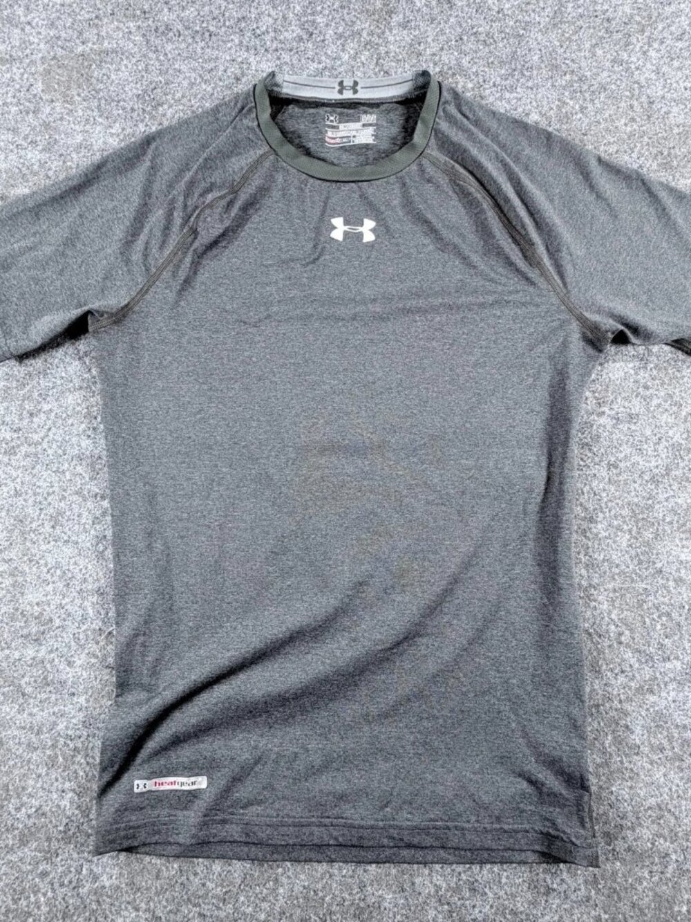 Under Armour Heatgear T-Shirt Mens L Gray Compression Raglan Sleeve Activewear
